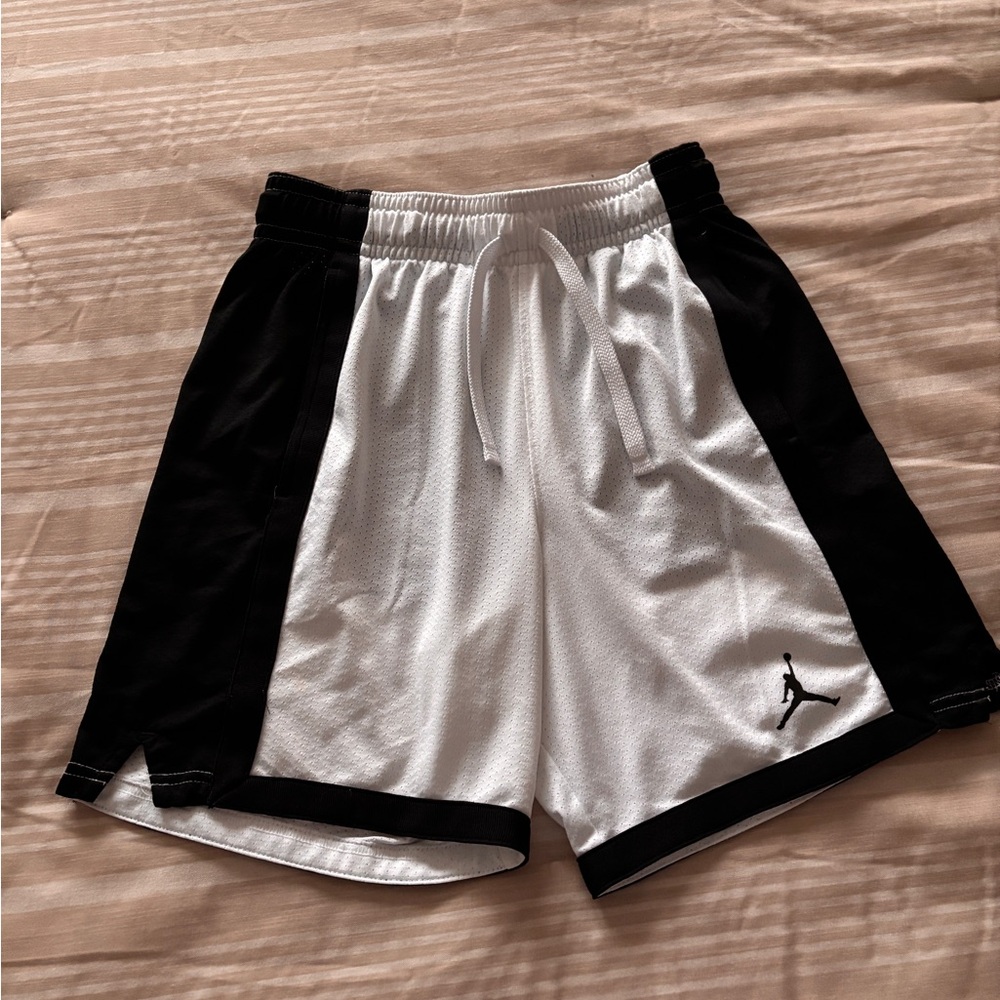 Jordan White and Black Athletic Shorts Lightweight Polyester